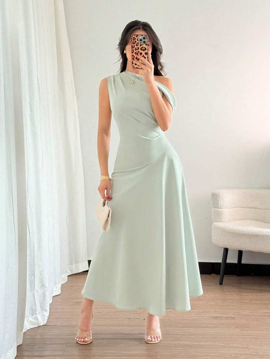 SHEIN Elenzga فستان صيفي أخضر زيتوني أنيق