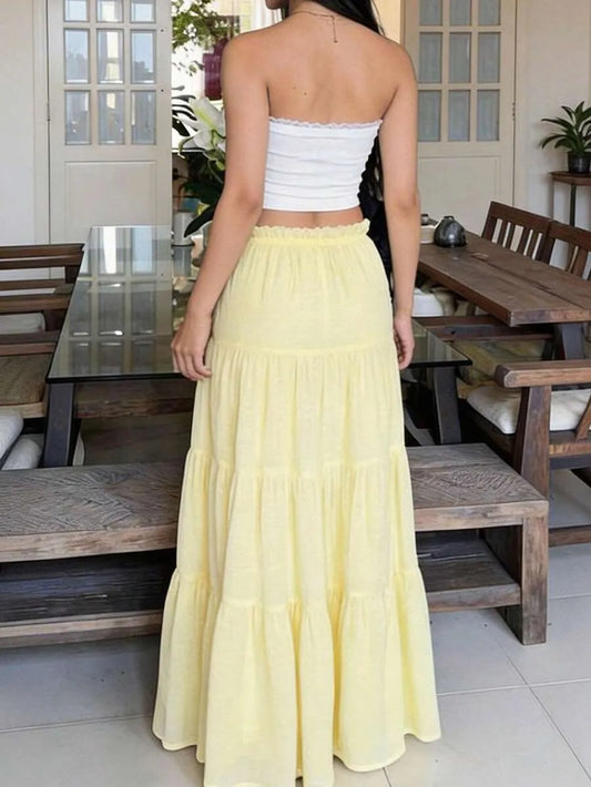 SHEIN Y2K تنورة طويلة مطوية أنيقة