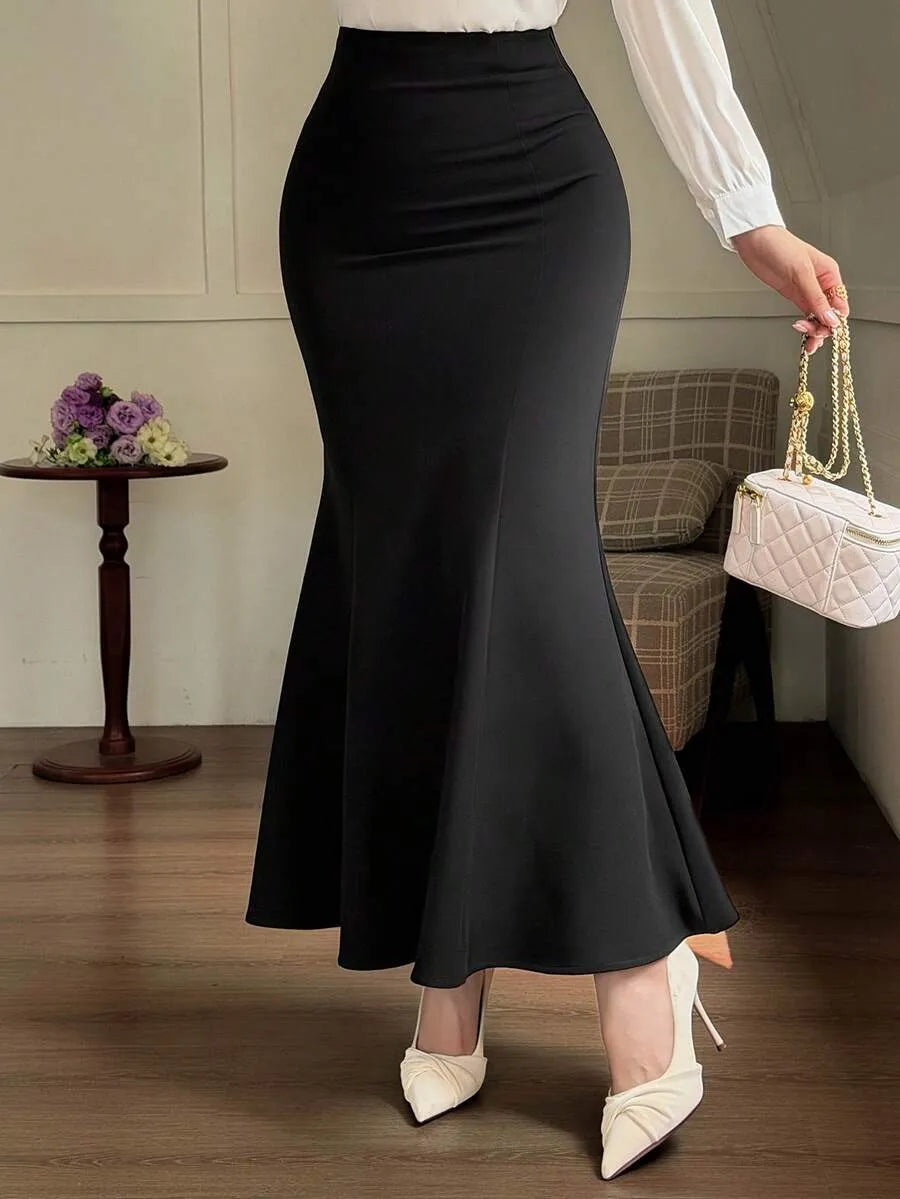 SHEIN DAZY تنورة ميدي أنيقة بقصة ذيل السمكة  وخصر مرتفع من