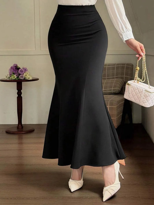 SHEIN DAZY تنورة ميدي أنيقة بقصة ذيل السمكة  وخصر مرتفع من