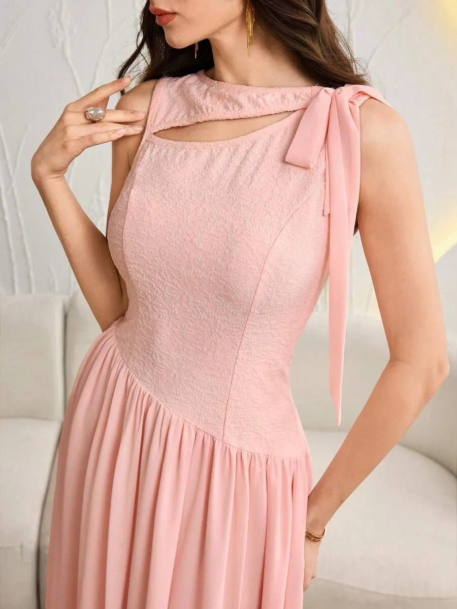 SHEIN Modelyn فستان جاكار مخصر أنيق لون وردي