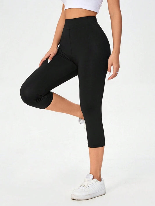 SHEIN SHEIN Essnce  بنطلون رياضي ضيق بلون أسود