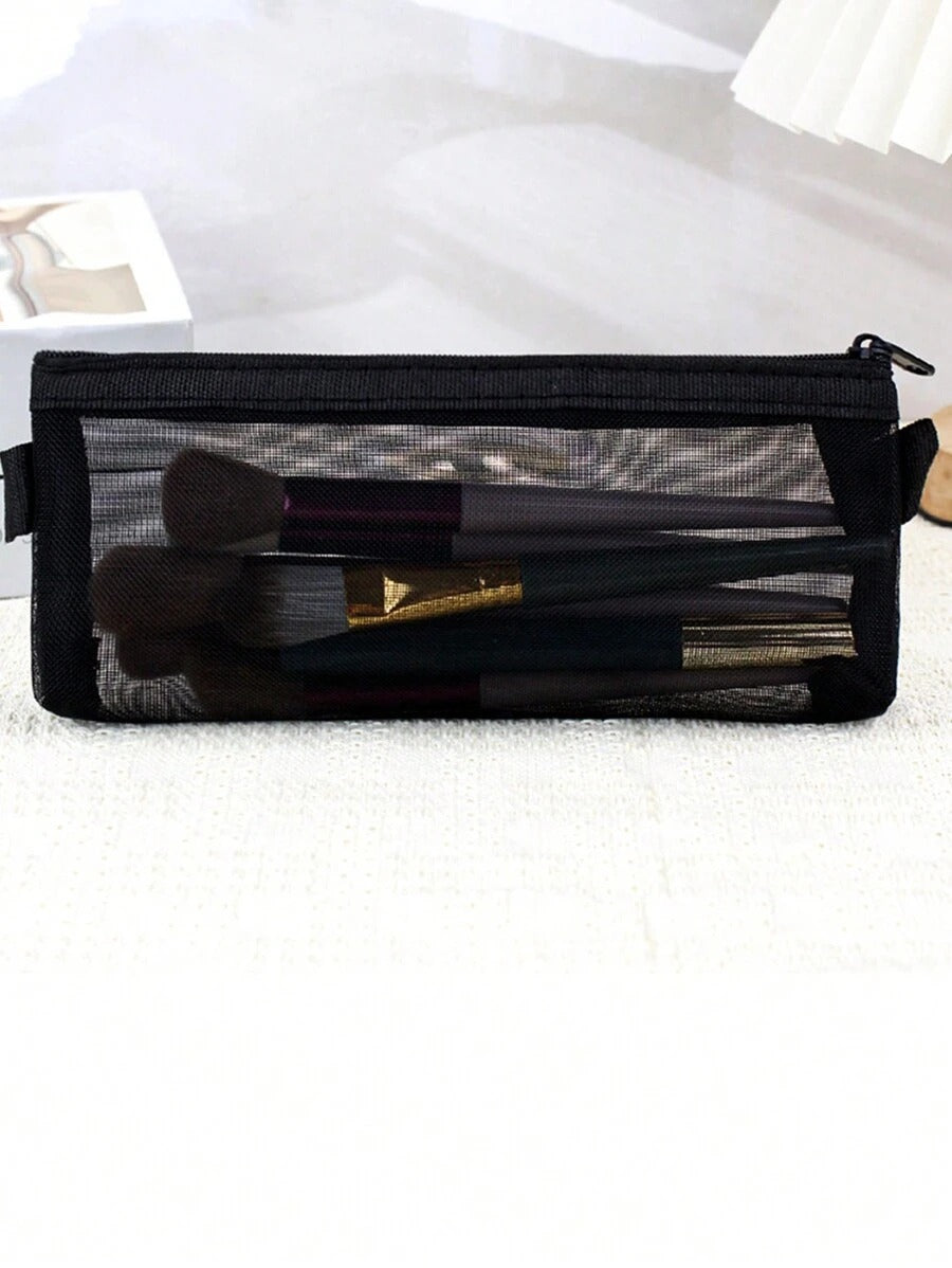 SHEIN حقيبة مكياج سوداء شفافة شبكية