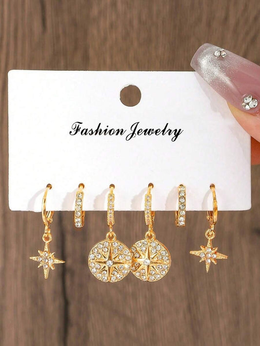 SHEIN طقم 3 أزواج أقراط نجمة ذهبية