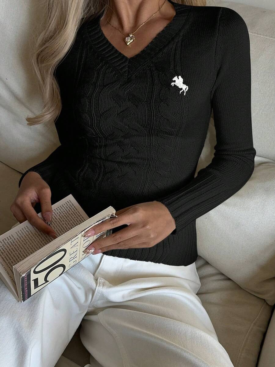 SHEIN EZwear  كنزة صوفية سوداء