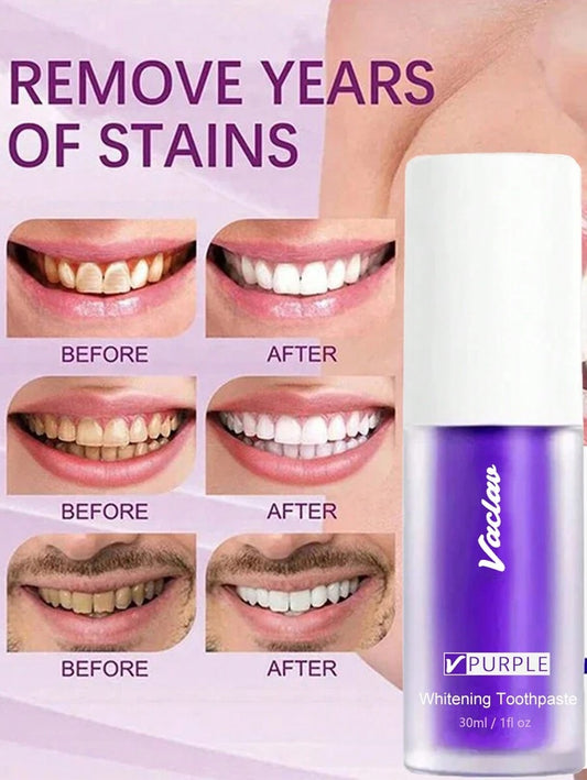 Vaclav معجون أسنان بنفسجي لتبييض وتلميع الأسنان