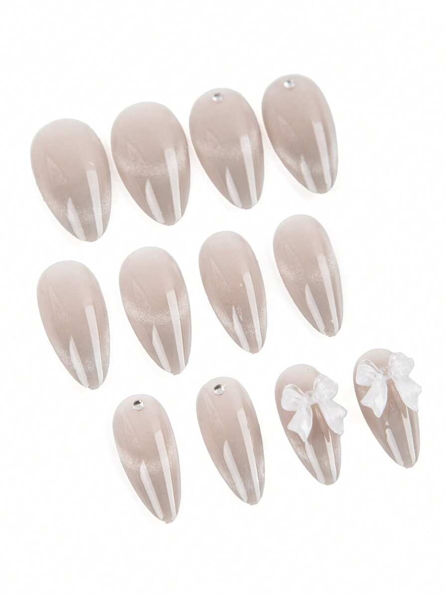 SHEIN مجموعة أظافر 24 قطعة قصيرة باللون الرمادي
