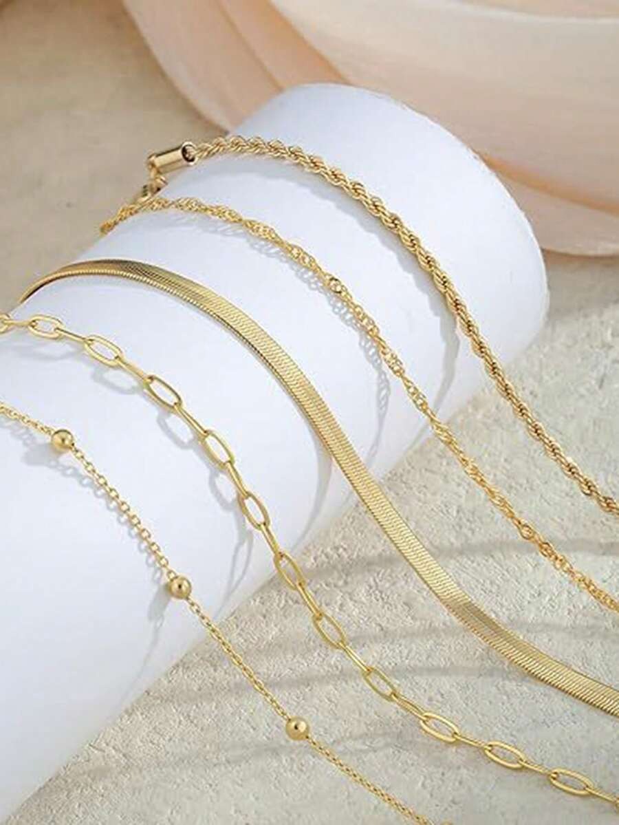 SHEIN طقم 5 أساور أنيقة بلون ذهبي أنيق