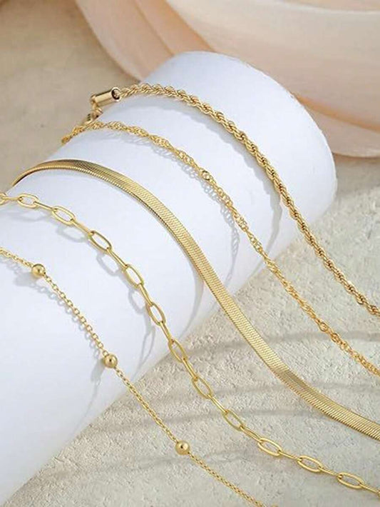 SHEIN طقم 5 أساور أنيقة بلون ذهبي أنيق