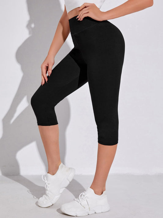 SHEIN لقينز بسيط بلون أسود ضيق بخصر عالي