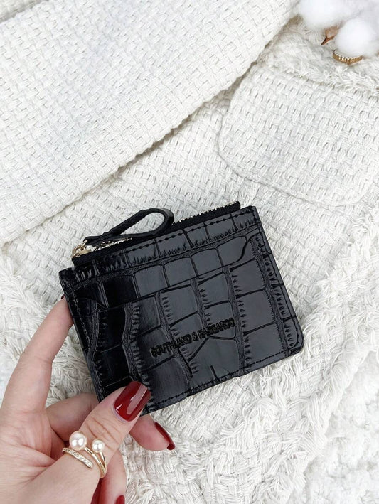 SHEIN SOUTHLAND KANGAROO محفظة صغيرة منقوشة بسحاب لون أسود