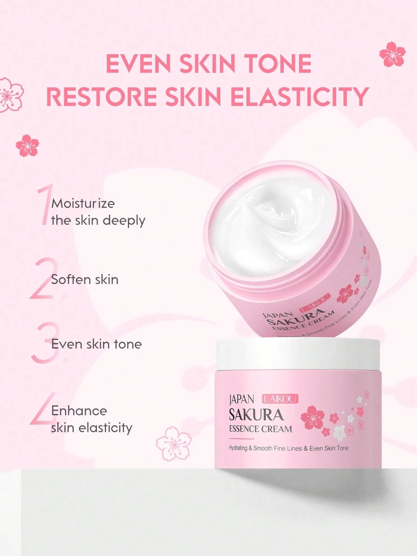 LAIKOU مجموعة 8 قطع بزهور وردية لترطيب وتفتيح البشرة