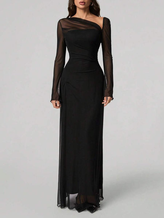 SHEIN Tall فستان ماكسي طويل ضيق بلون أسود