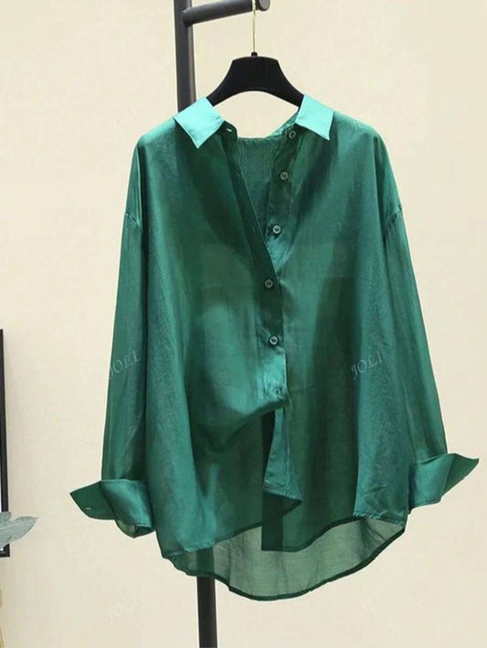 SHEIN بلوزة نسائية كاجوال خفيفة بلون ناعم