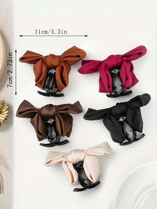 SHEIN مشبك شعر بفيونكة ساتان أنيقة لون أسود