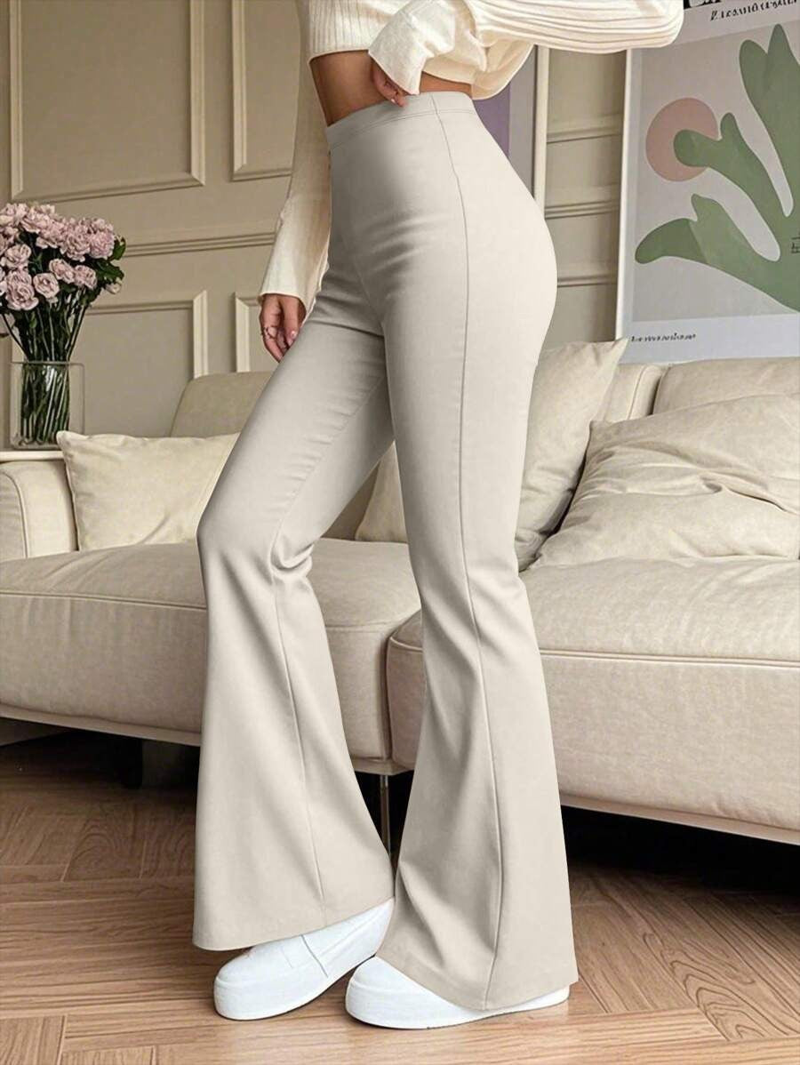 SHEIN سروال رياضي ضيق بلون مشمشي بخصر عالي