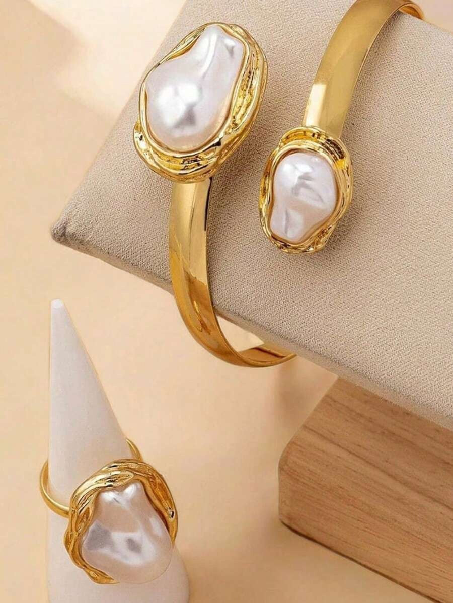 SHEIN طقم أكسسوارات لؤلؤ أنيق من قطعتين