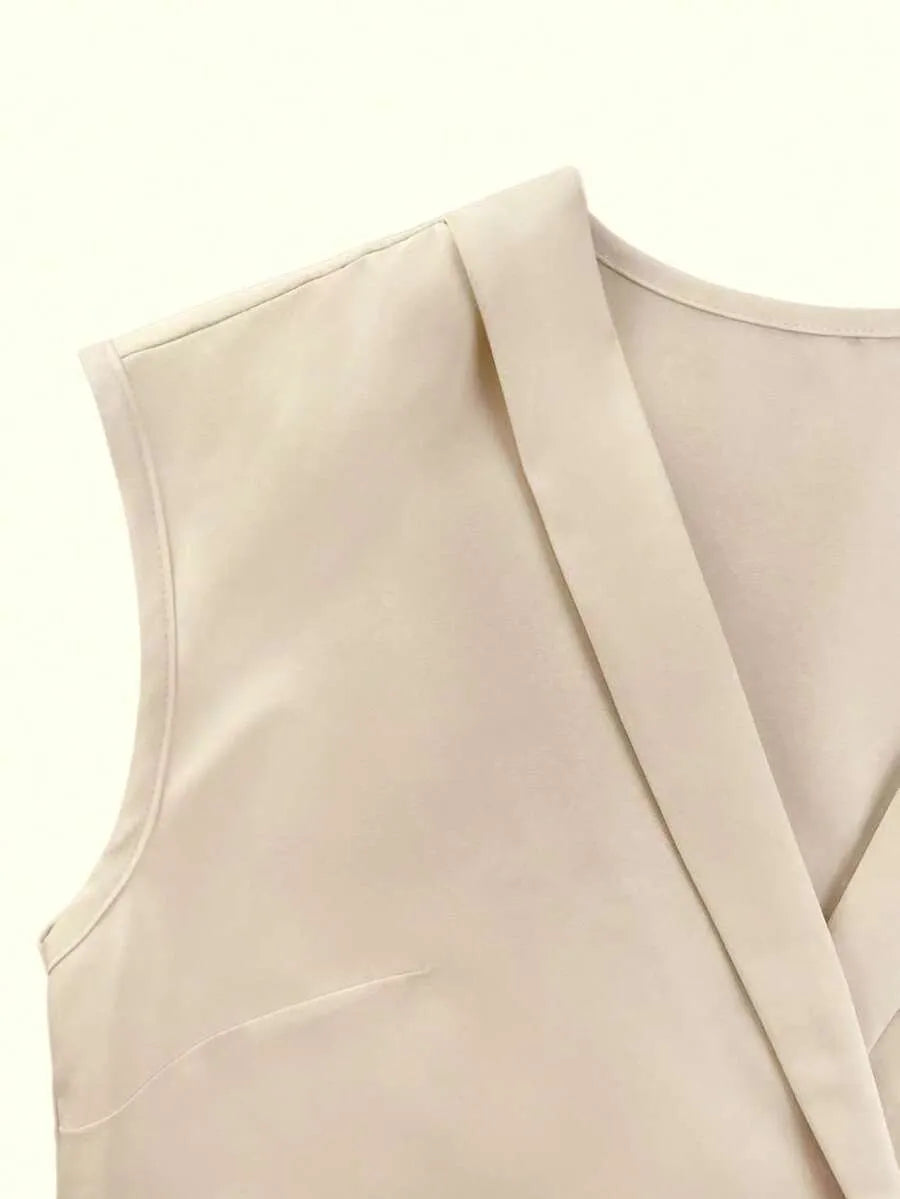 SHEIN INAWLY فستان سادة بأكمام قصيرة وحزام ربط ذاتي