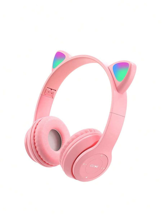 SHEIN Reletech  سماعات وردية لاسلكية بتصميم كرتوني