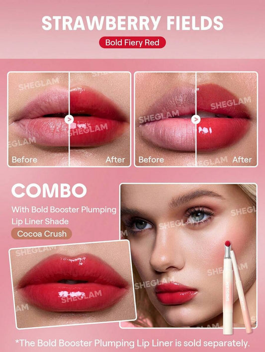 SHEGLAM Bold Booster Strawberry Fields جل شفايف يعطي نفخة فورية ولمعة