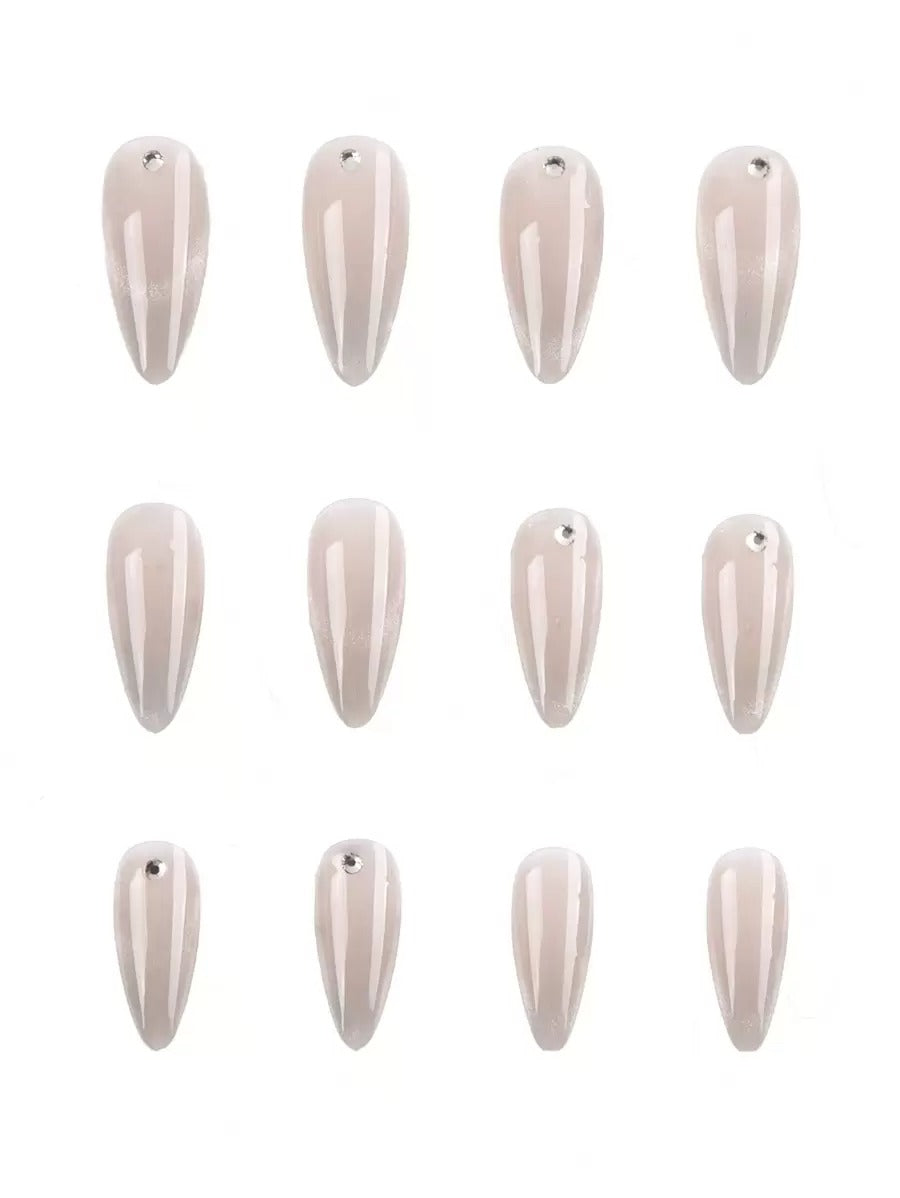 SHEIN مجموعة أظافر 24 قطعة قصيرة باللون الرمادي