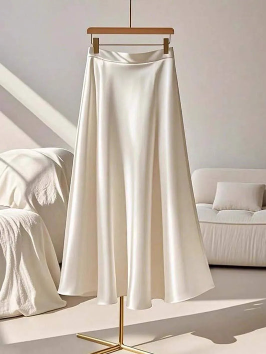 SHEIN Franclia A-Line تنورة نسائية ساتان طويلة بقصة  أنيقة من