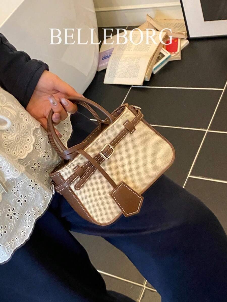 SHEIN حقيبة يد صغيرة بتصميم عتيق بني داكن