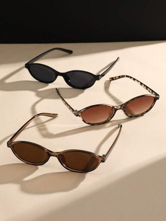 SHEIN  طقم فيه 3 نظارات بإطار بيضاوي