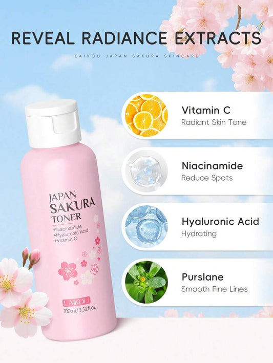 LAIKOU طقم هدايا عناية بالبشرة بالكرز الياباني 5 قطع