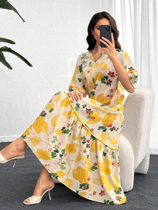 SHEIN فستان طويل وفضفاض بطراز بوهو ناعم