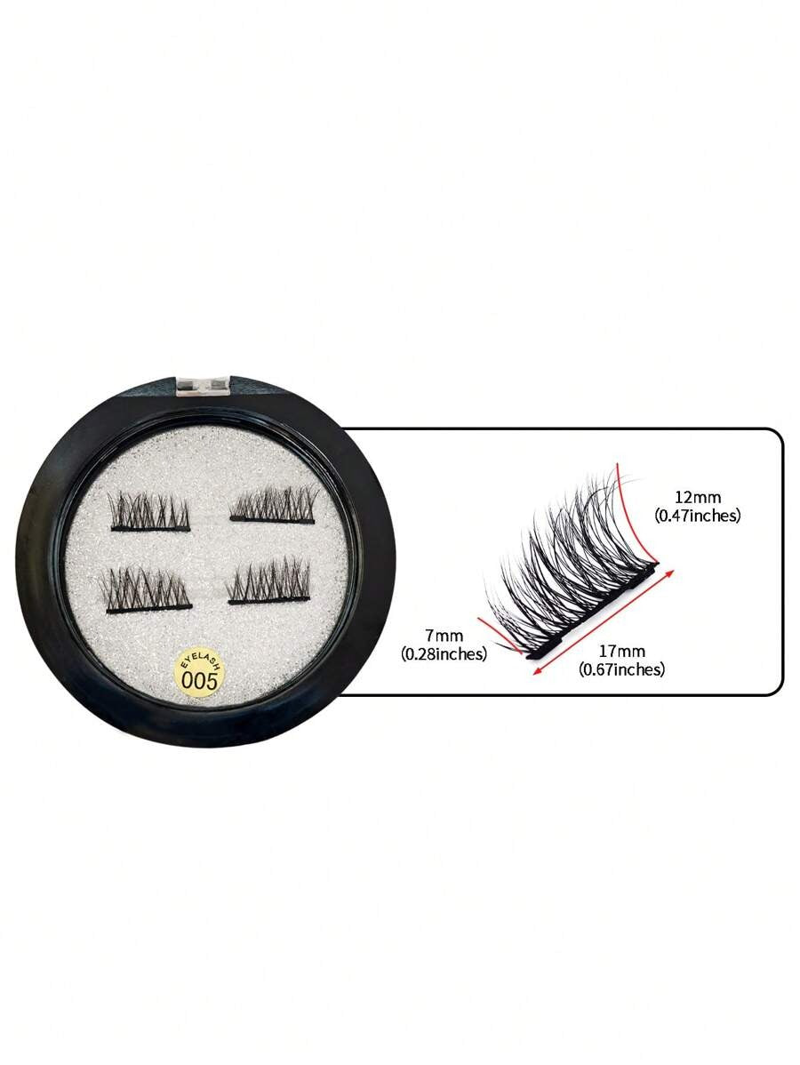 SHEIN صندوق رموش نصفية مغناطيسية مع ملقط طبيعية