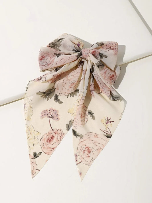 SHEIN مشبك شعر بطبعة زهور وفيونكة