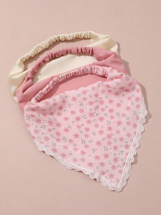 SHEIN طقم 3 قطع أوشحة مثلثة للشعر