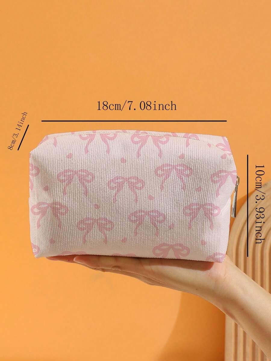 SHEIN ROMWE  حقيبة تجميل على شكل قلب بفيونكة وردية