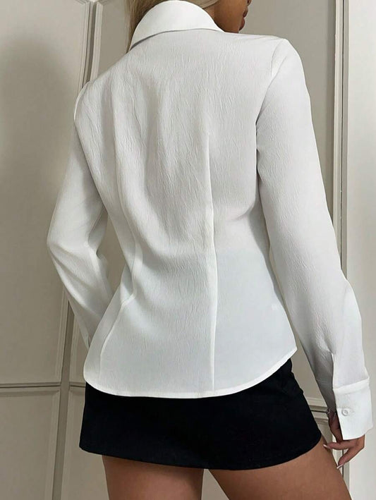 SHEIN EZwear بلوزة بناتية مطرزة كاجوال