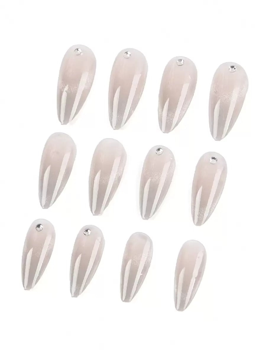 SHEIN مجموعة أظافر 24 قطعة قصيرة باللون الرمادي