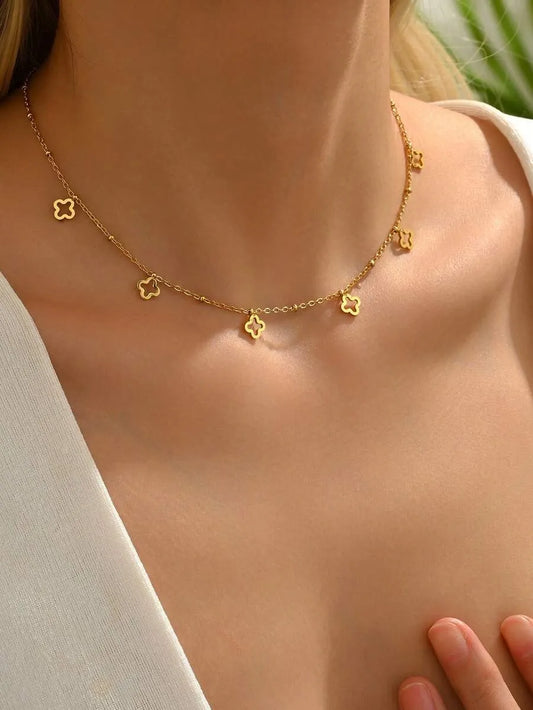 SHEIN قلادة فولاذ مقاوم للصدأ تصميم ورقة زهرية قطعة واحدة
