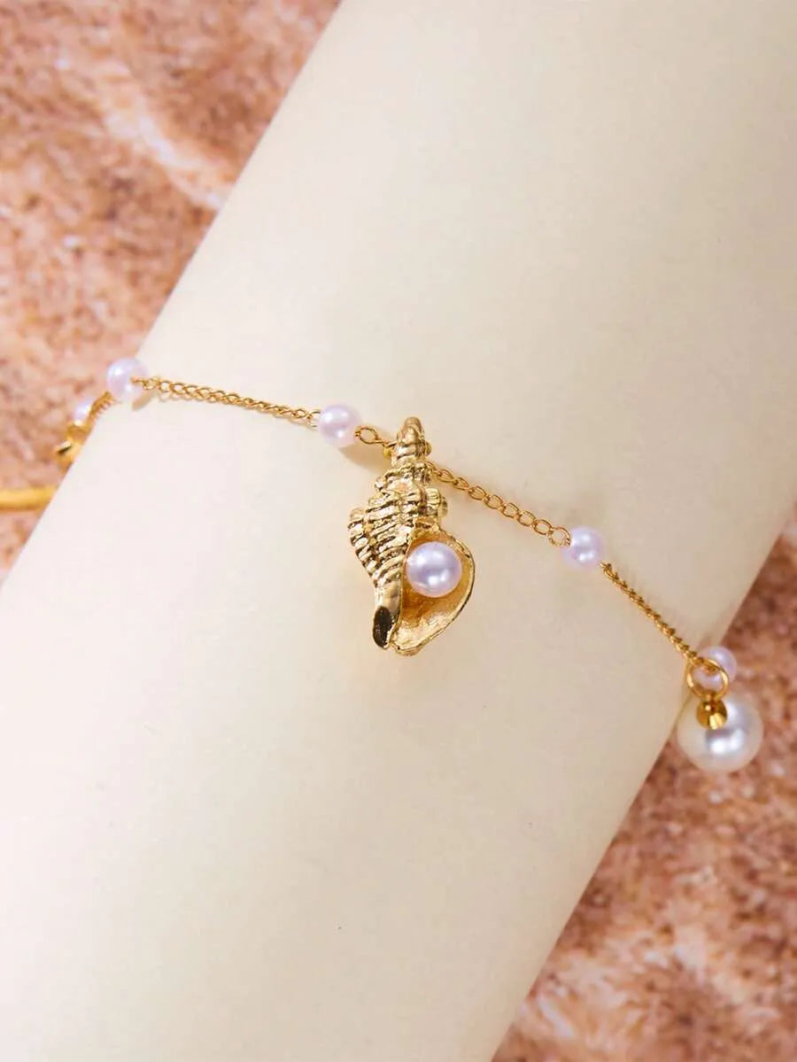 SHEIN خلخال صدف ولؤلؤ ونجم بحر