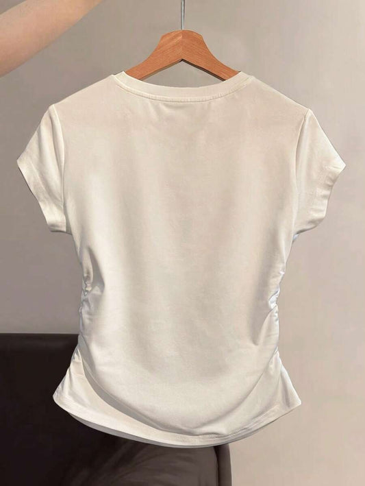SHEIN تيشيرت نسائي صيفي بزهري ودفع خصر
