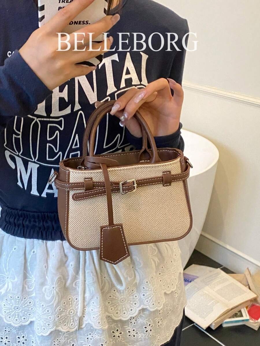 SHEIN حقيبة يد صغيرة بتصميم عتيق بني داكن