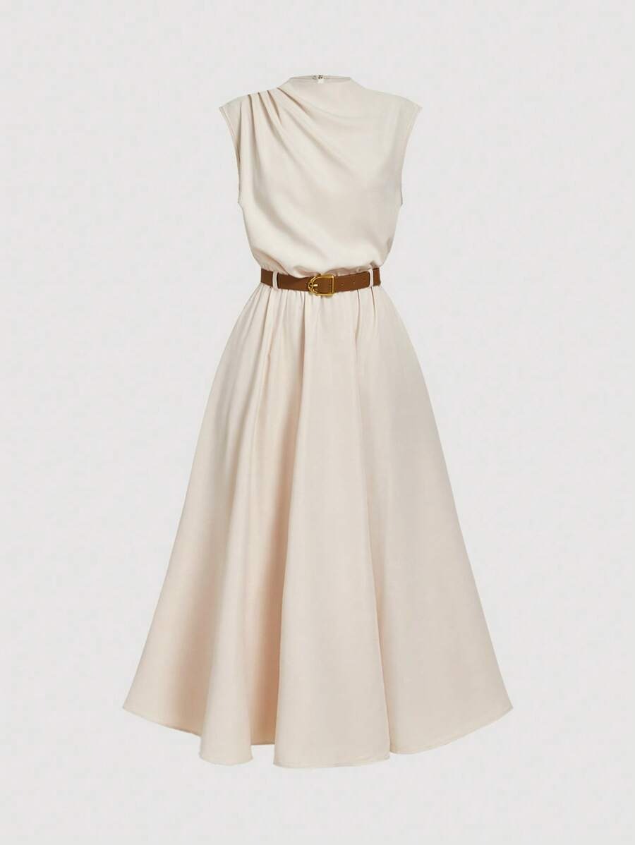 SHEIN MOD فستان مشمشي طويل بدون أكمام مع حزام