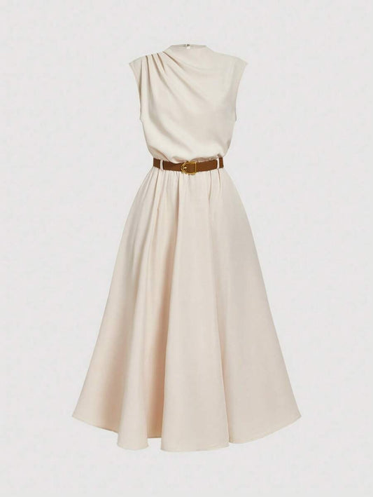 SHEIN MOD فستان مشمشي طويل بدون أكمام مع حزام