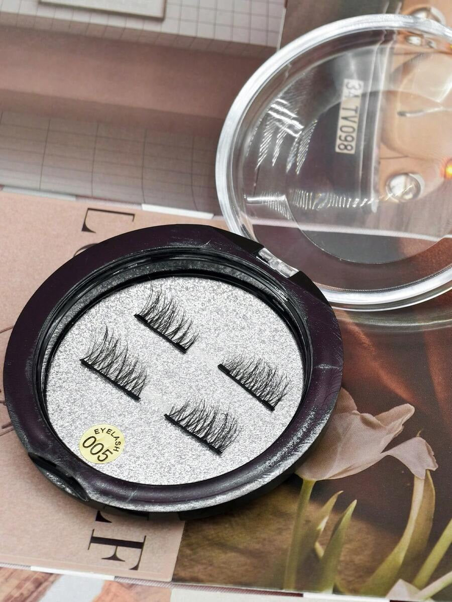 SHEIN صندوق رموش نصفية مغناطيسية مع ملقط طبيعية