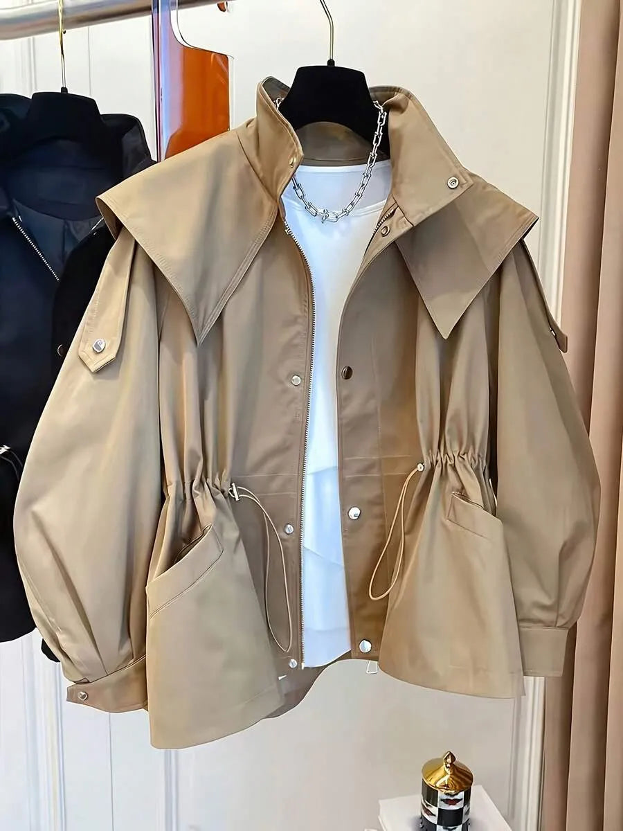 SHEIN معطف ترنش سادة بجيوب وأزرار أمامية
