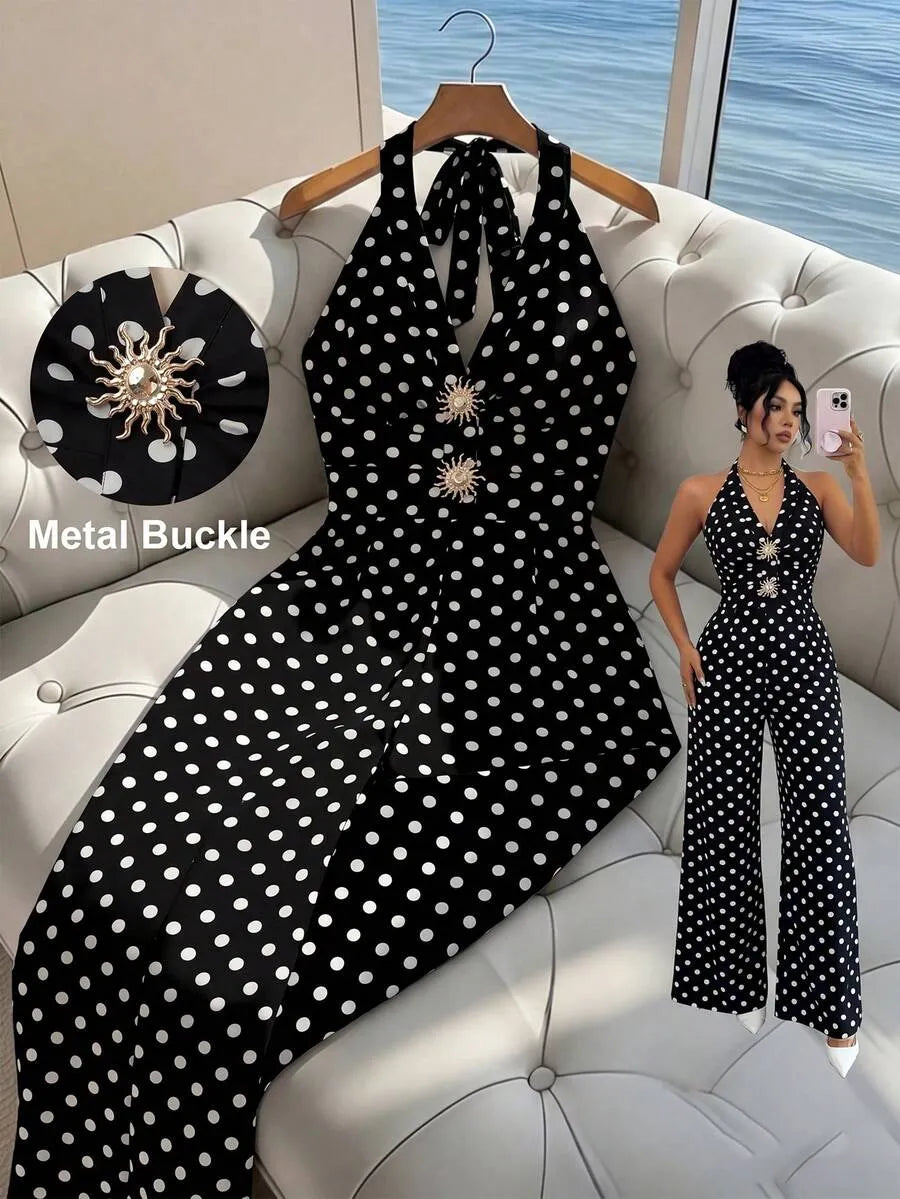 SHEIN Rafferiza جمبسوت نسائية بنقشة نقاط من