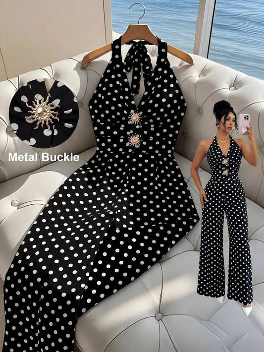 SHEIN Rafferiza جمبسوت نسائية بنقشة نقاط من