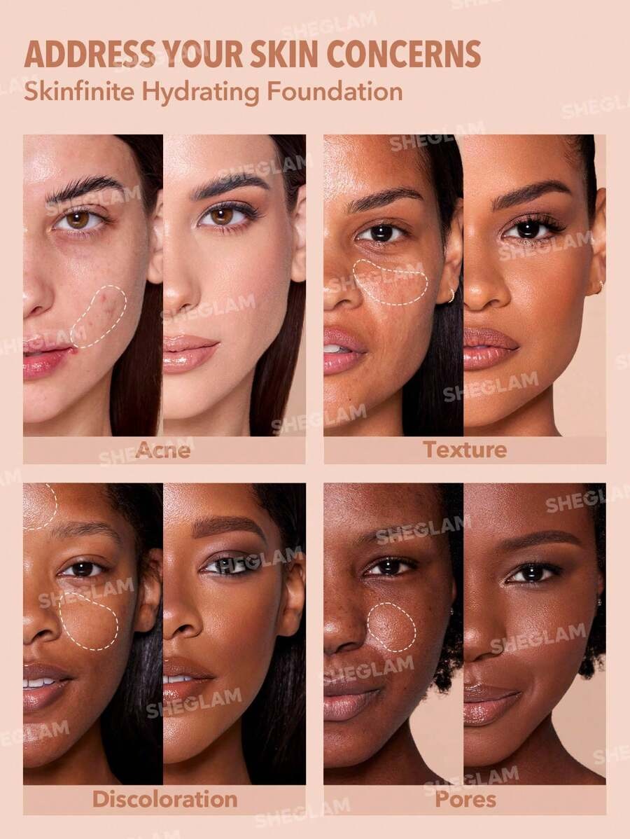SHEGLAM Skinfinite عينة كريم أساس مرطب لون بورسلين