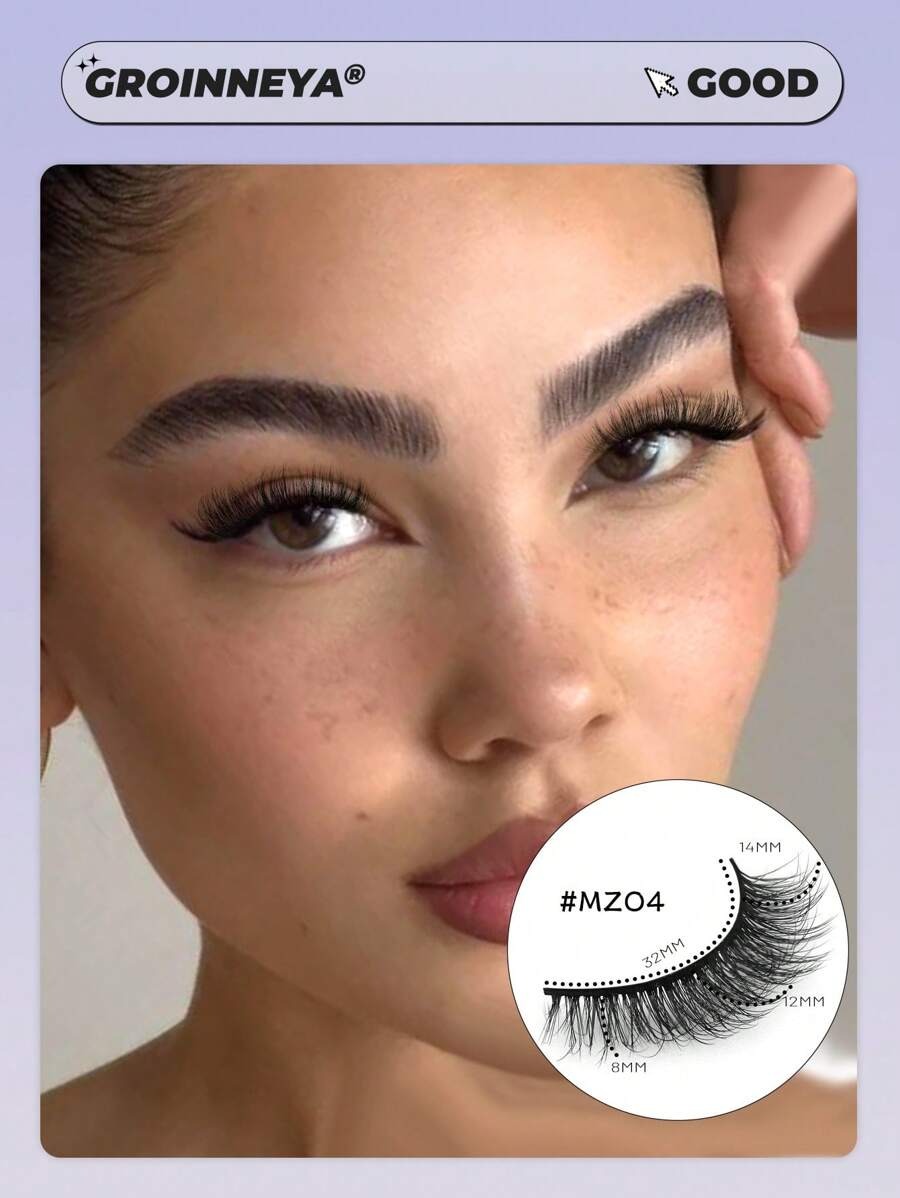 SHEIN GROINNEYA رموش 10 أزواج طبيعية ناعمة وخفيفة