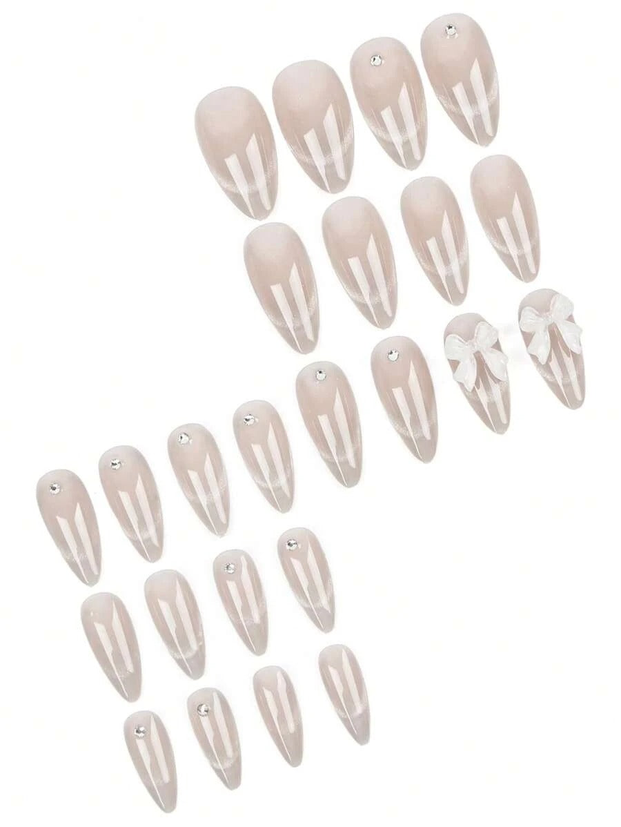 SHEIN مجموعة أظافر 24 قطعة قصيرة باللون الرمادي