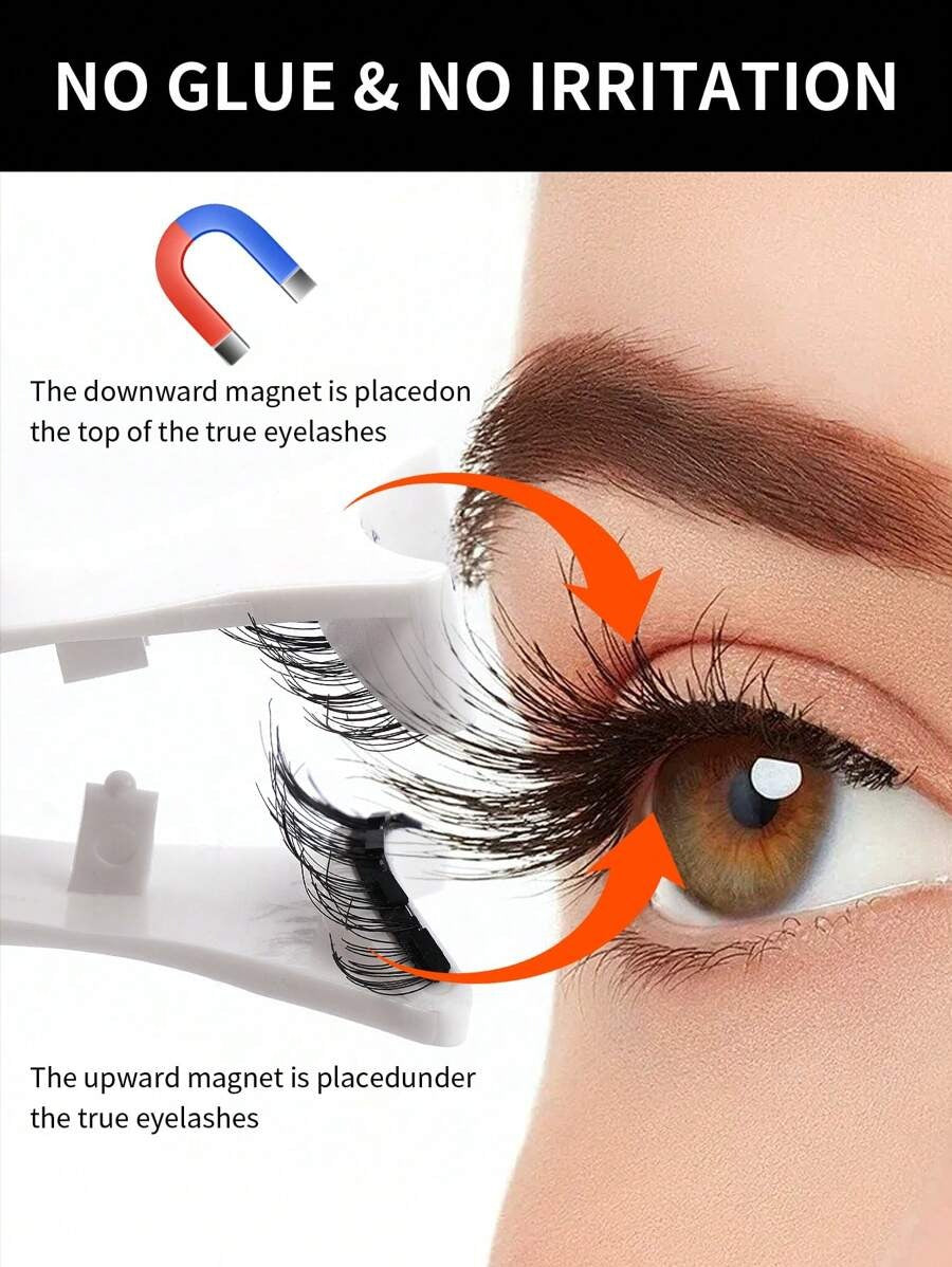 SHEIN MAGEFY 3D طقم رموش مغناطيسية بشريط مع أداة تطبيق